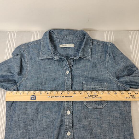 Old Navy 100% Cotton Chambray Button Up Shirt Long Sleeves Womens Small - Picture 13 of 13